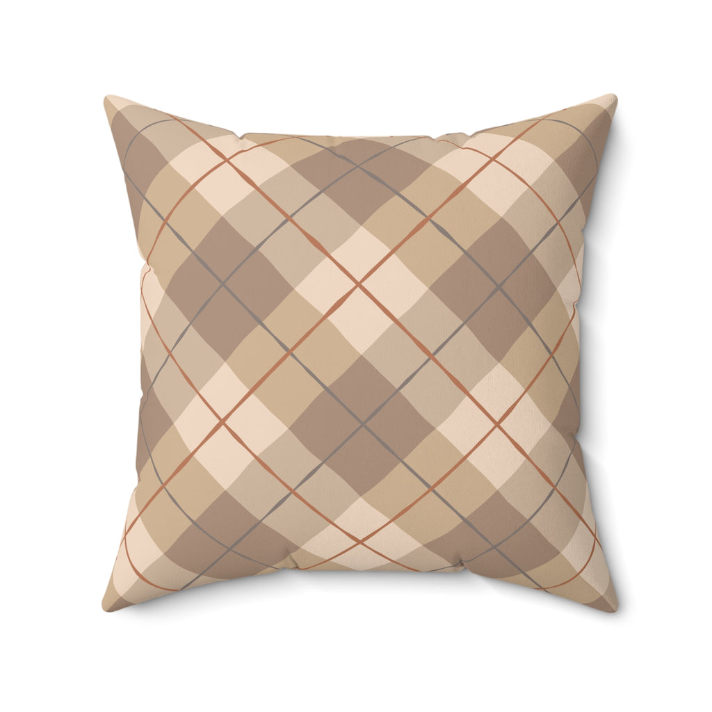 Beige Plaid Pillow