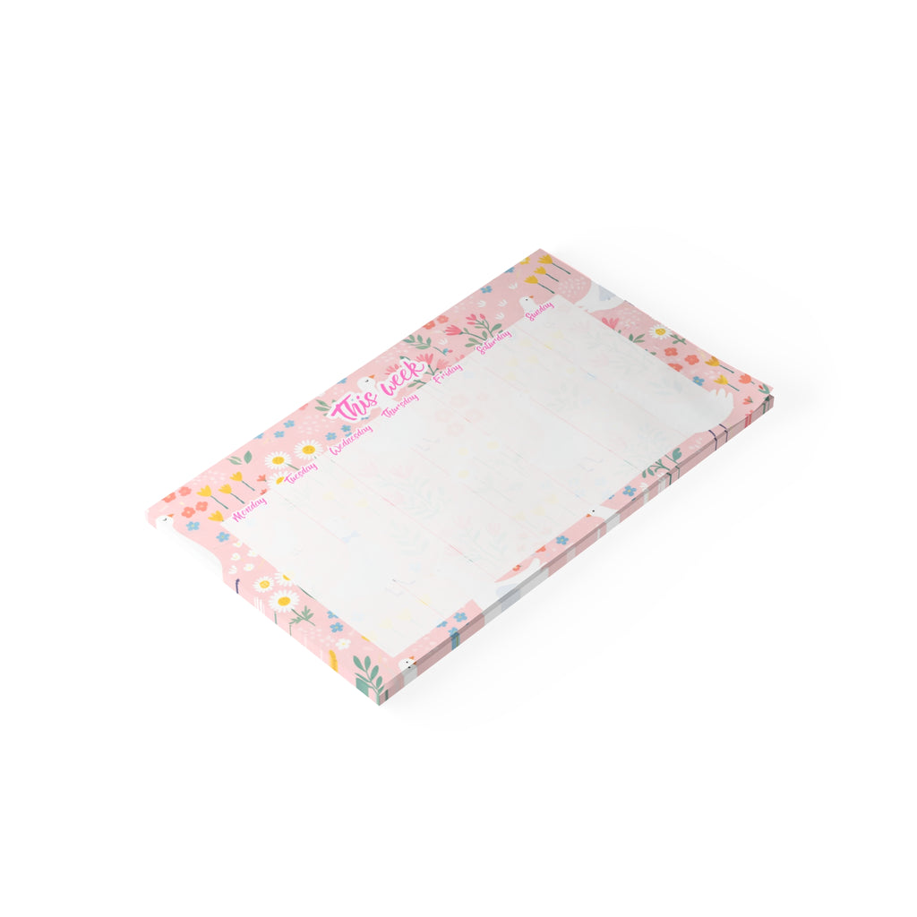 Pink Flowers & Birds Weekly Planner 10x6 Post-it Note Pad