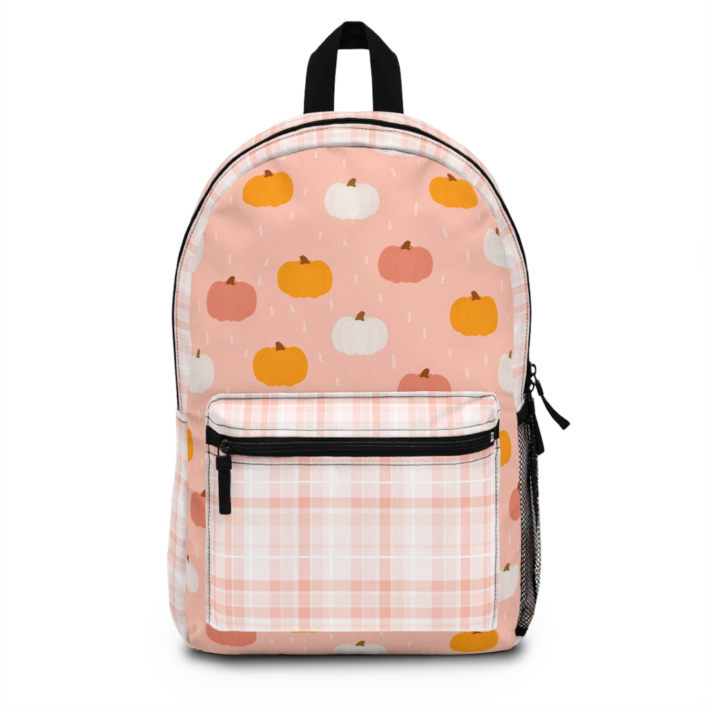 Plaid Pink Pumpkin Backpack