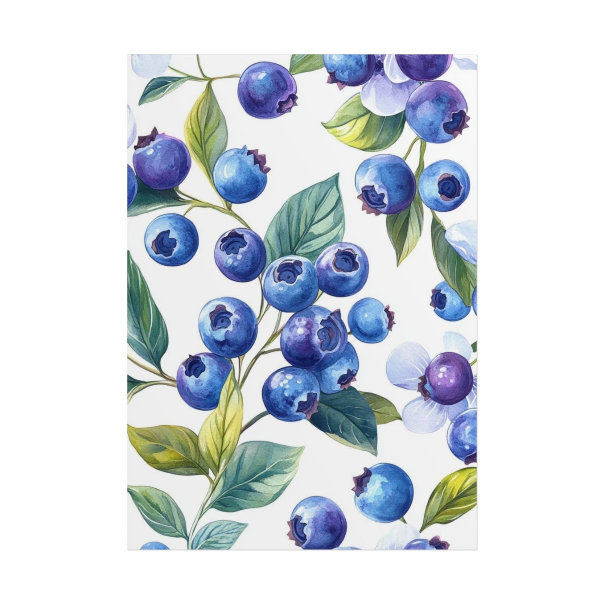 Watercolor Blueberries Unframed Poster