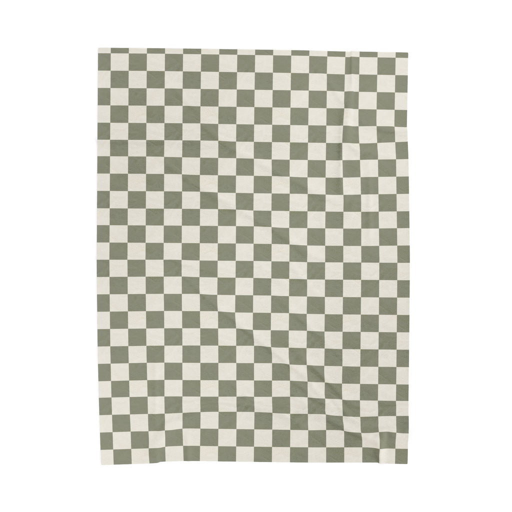 Green Checkered Oversized Throw Blanket By Little Grace co.