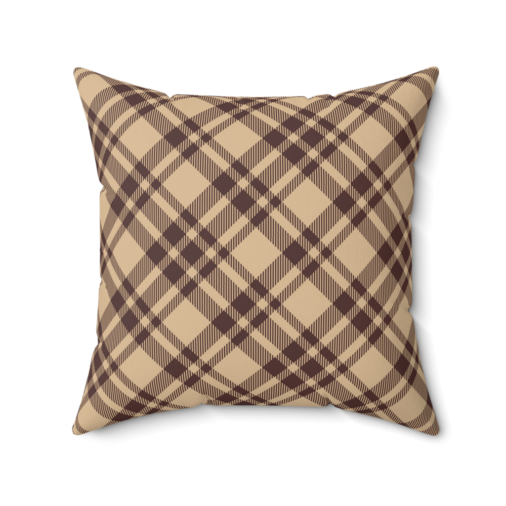 Neutral Beige Plaid Pillow