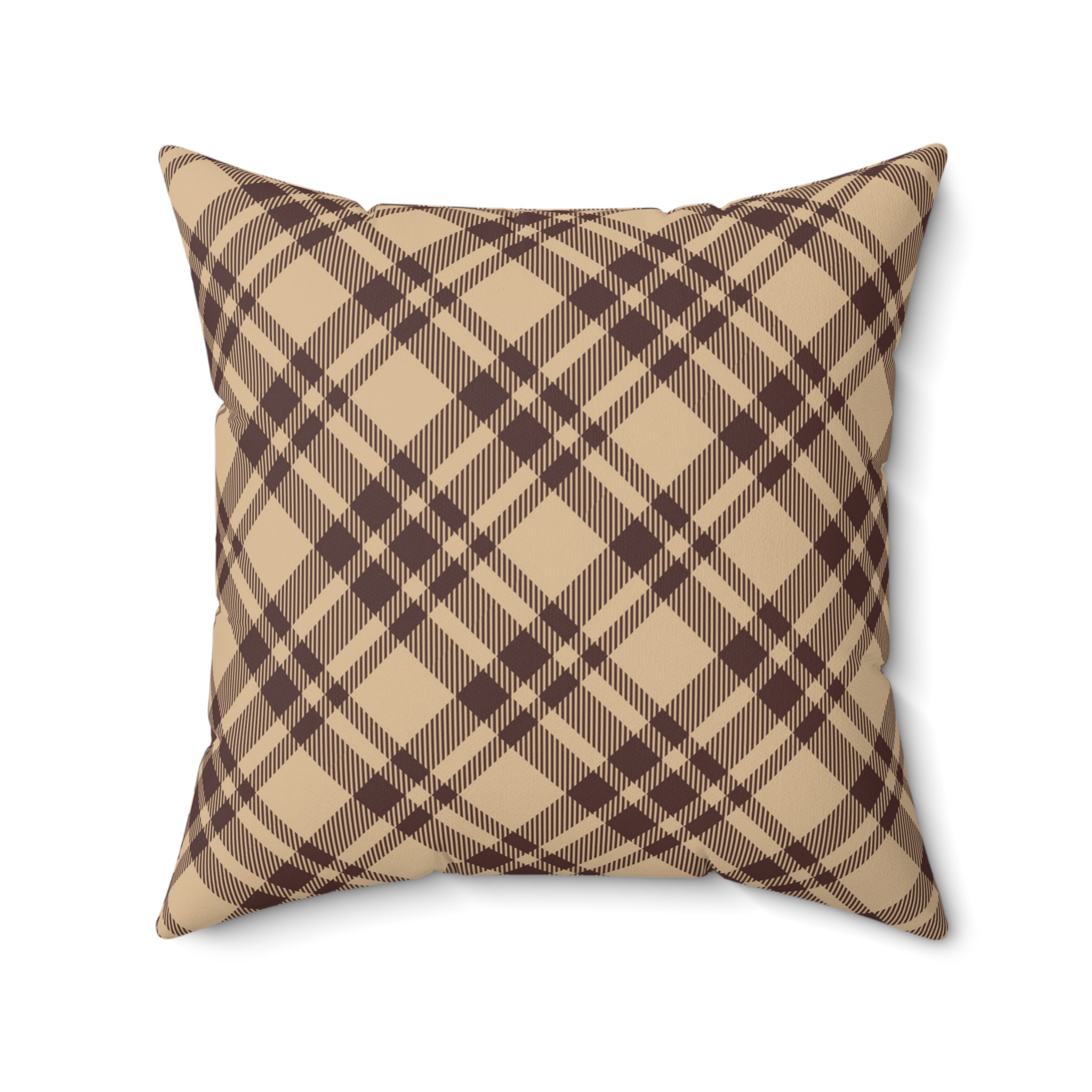 Neutral Beige Plaid Pillow