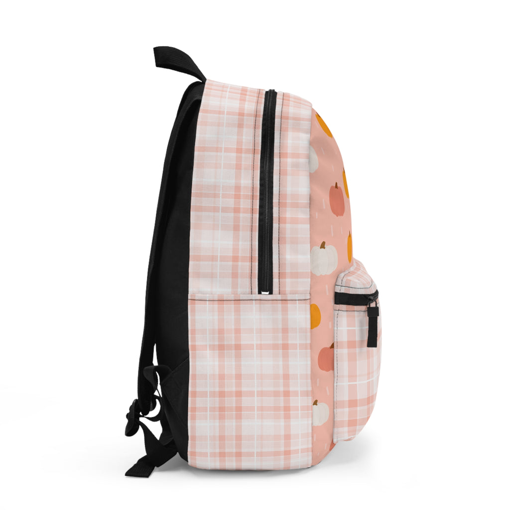 Plaid Pink Pumpkin Backpack