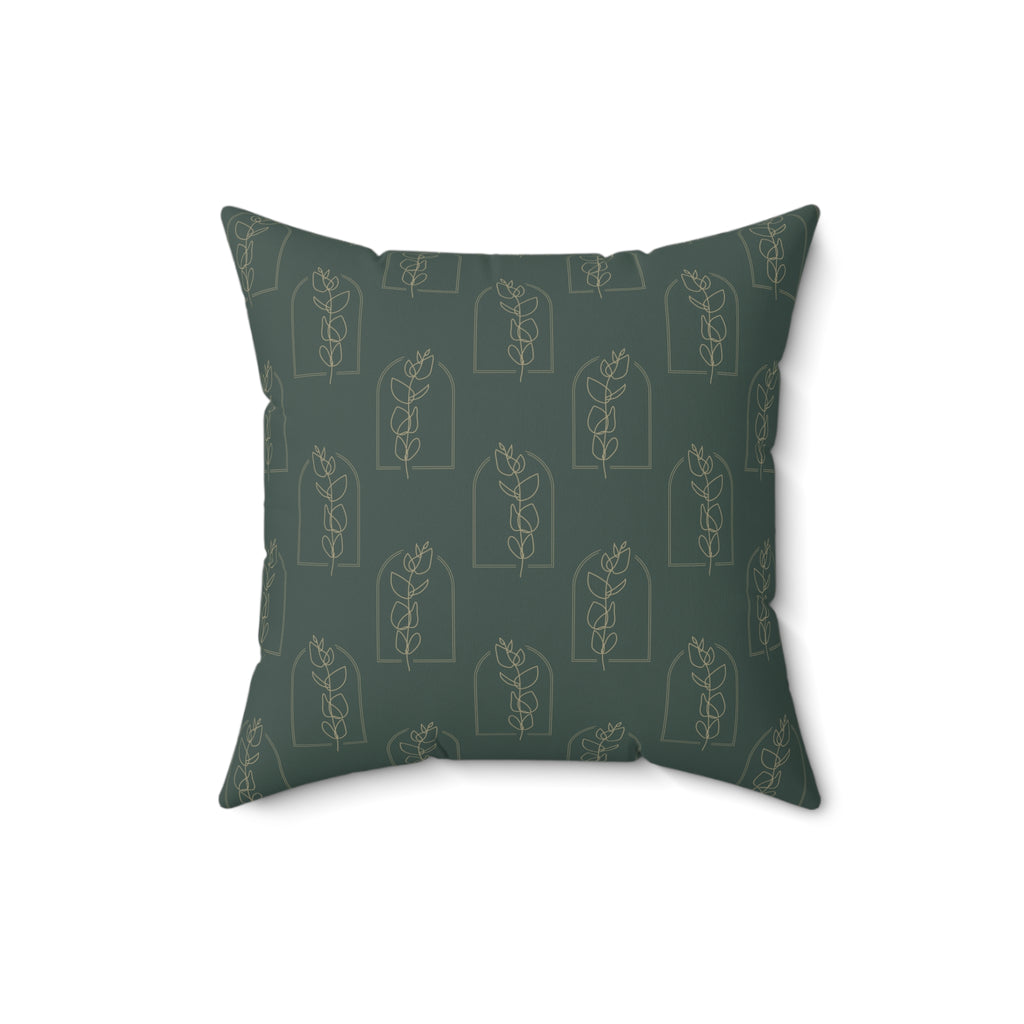 Green Floral Accent Pillow