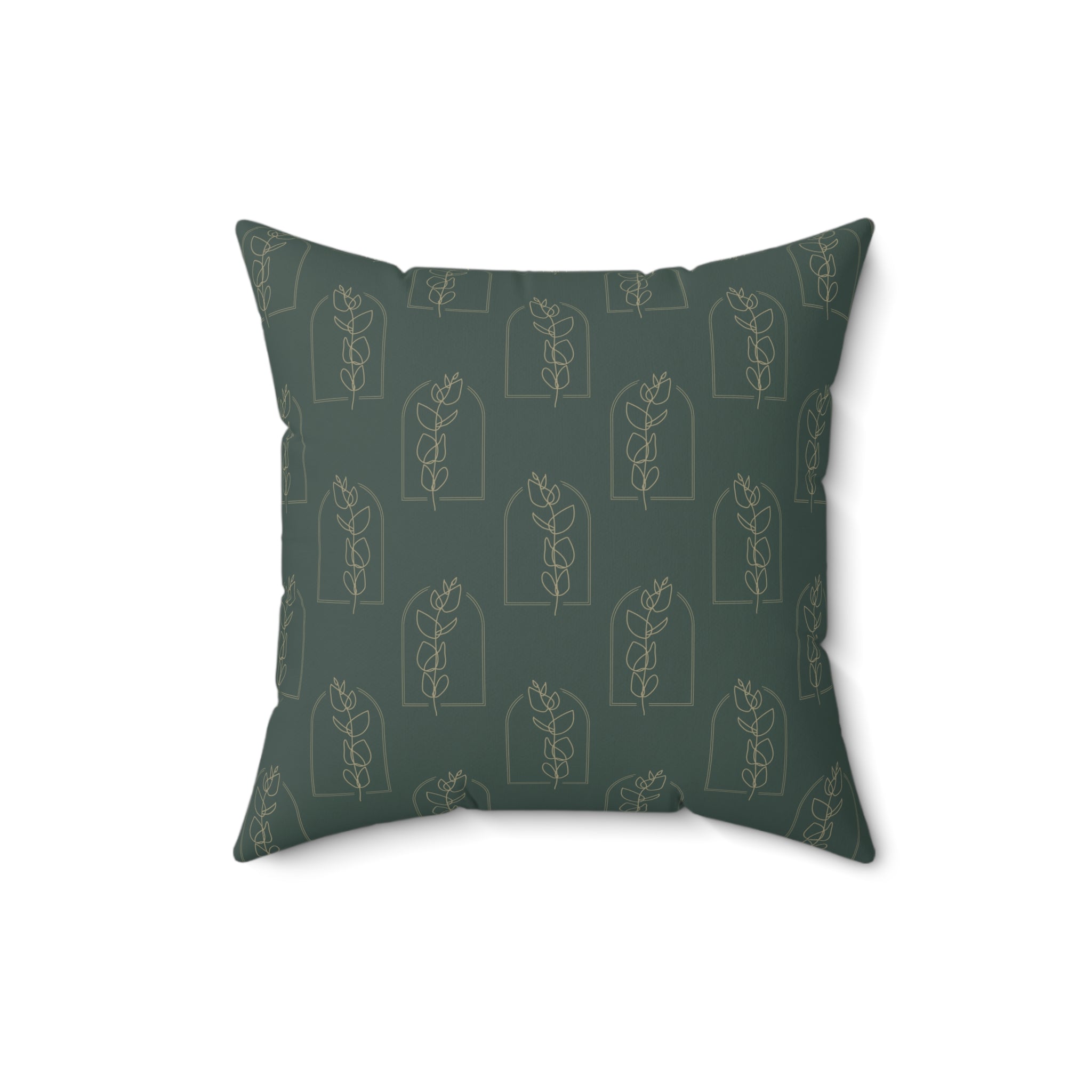 Green Floral Accent Pillow