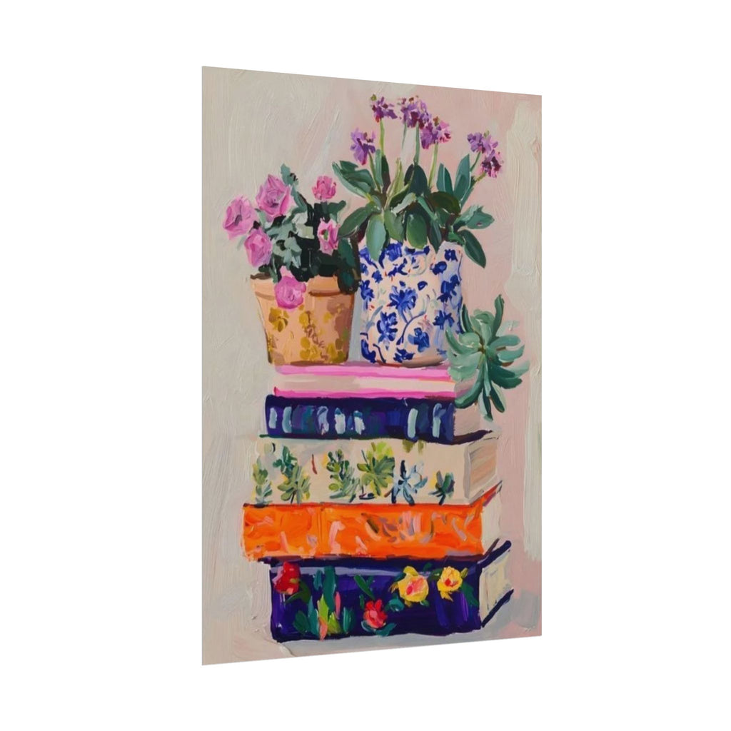 Painted Stack Of Books Unframed Poster