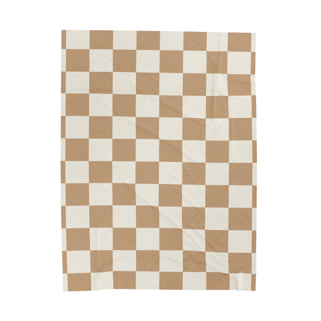 Checkered Beige Oversized Throw Blanket By Little Grace co.