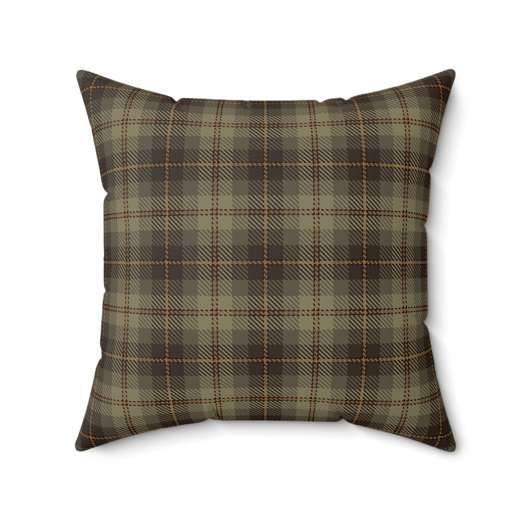 Green Brown Plaid Pillow